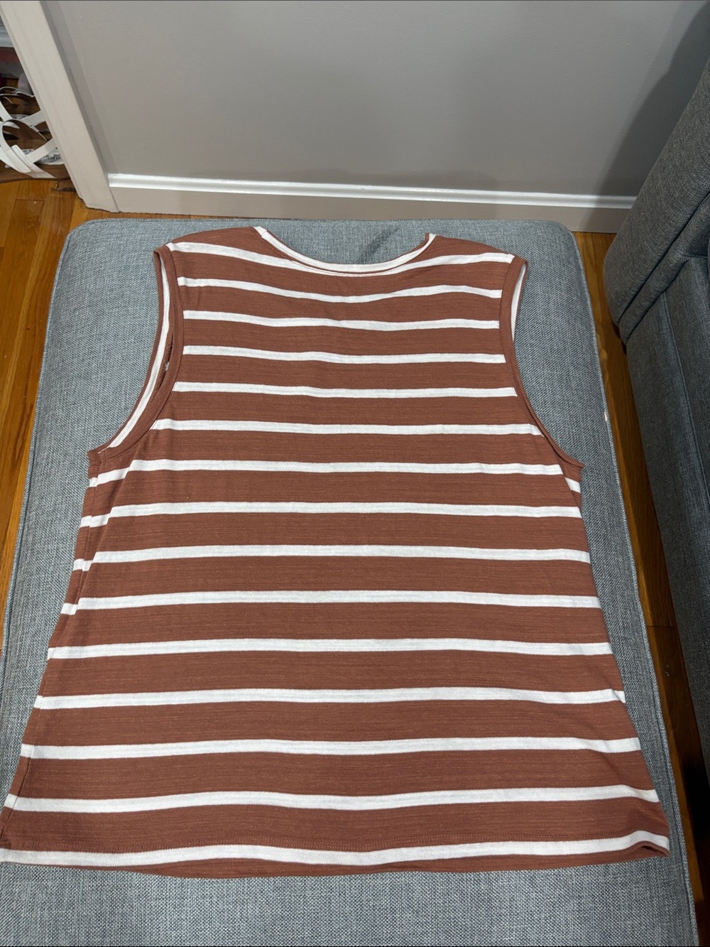 LOFT Brown and White Striped Sleeveless Knit Tank Sweater XL - Picture 5 of 6